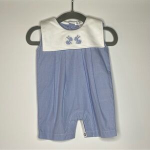 Kissy Kissy 0-3mo Blue & White Checked Easter Bunny Sleeveless Romper Preppy